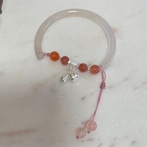 Rose Quartz & agate Beaded  agate Bangle Bracelet